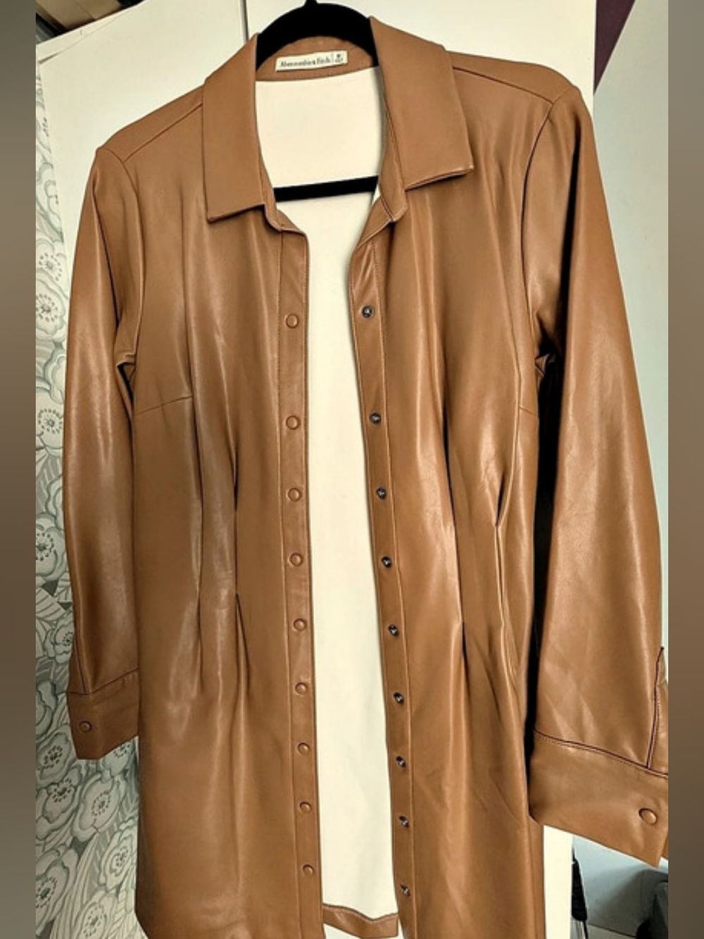 Abercrombie & Fitch Faux Leather Button Up Dress
